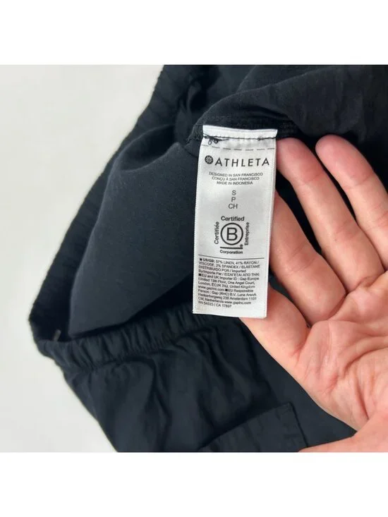 Athleta Black Linen Blend Paradise Wide Leg Lounge Pant S - Picture 5 of 7